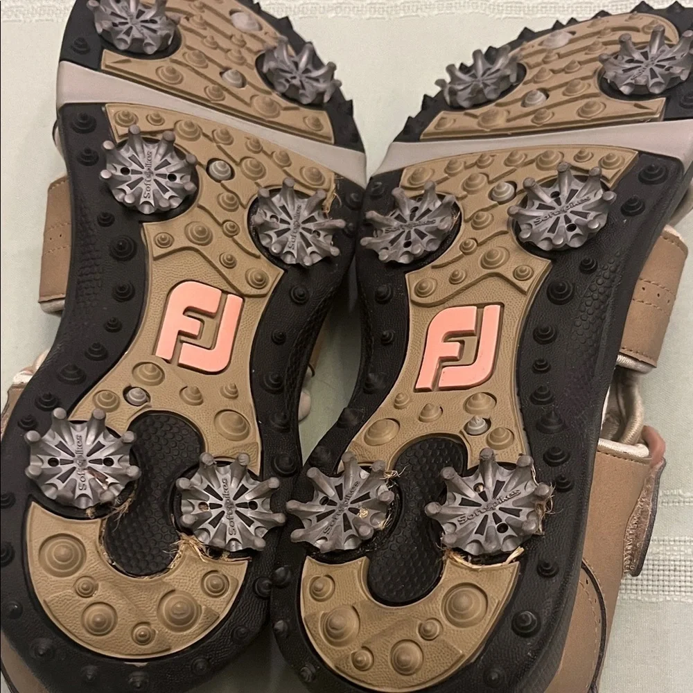 FootJoy Women's Brown and Cream Sandals